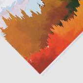 Elegant Burnt Oranje Waterverf Autumn Landschap Tissuepapier (Detail)