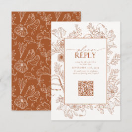 Elegant Burnt Oranje Wedding QR Code Gelieve te an RSVP Kaartje