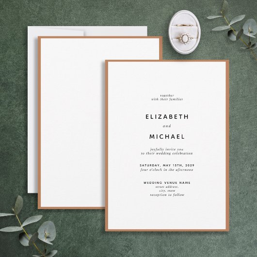 Elegant Burnt Oranje & White Typography Wedding Kaart