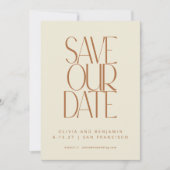 Elegant Burnt Rust Mid Century Moderne Typografie Save The Date (Voorkant)