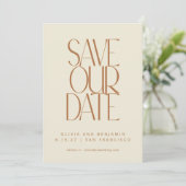 Elegant Burnt Rust Mid Century Moderne Typografie Save The Date (Staand voorkant)