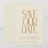 Elegant Burnt Rust Mid Century Moderne Typografie Save The Date (Voorkant / Achterkant)