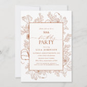 Elegant Burnt Sinaasappel 50th Birthday Floral Lin Kaart (Voorkant)