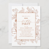 Elegant Burnt Sinaasappel 60th Birthday Floral Lin Kaart (Voorkant)