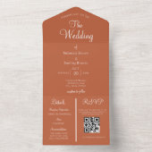 Elegant Burnt Sinaasappel in één trouwuitnodiging All In One Uitnodiging (Binnen)
