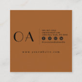 Elegant Burnt Sinaasappel Neutral Boho Modern Uniq Vierkante Visitekaartje (Achterkant)