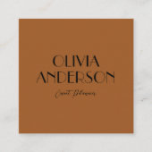 Elegant Burnt Sinaasappel Neutral Boho Modern Uniq Vierkante Visitekaartje (Voorkant)