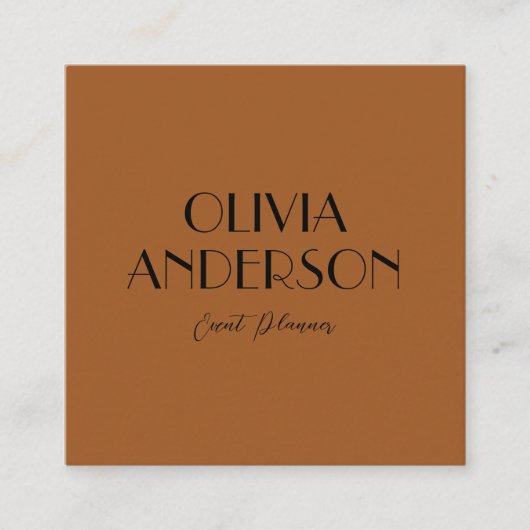 Elegant Burnt Sinaasappel Neutral Boho Modern Uniq Vierkante Visitekaartje (Voorkant)