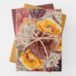 Elegant Burnt Sinaasappel Rust Cream Floral Inpakpapier Vel