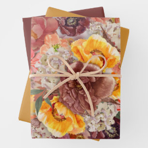 Elegant Burnt Sinaasappel Rust Cream Floral Inpakpapier Vel
