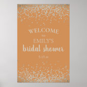 Elegant Burnt Sinaasappel Silver Confetti Vrijgeze Poster (Voorkant)