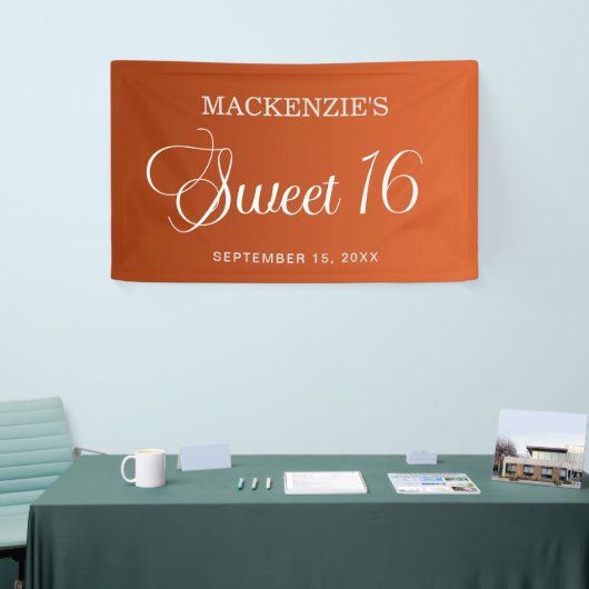 Elegant Burnt Sinaasappel Sweet 16 Verjaardag Spandoek (Beurs)