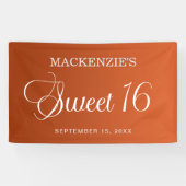 Elegant Burnt Sinaasappel Sweet 16 Verjaardag Spandoek (Horizontaal)