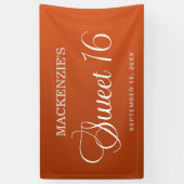 Elegant Burnt Sinaasappel Sweet 16 Verjaardag Spandoek (Verticaal)