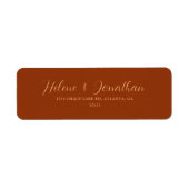 Elegant Burnt Sinaasappel Wedding Return Address Etiket (Voorkant)