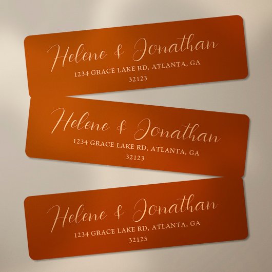 Elegant Burnt Sinaasappel Wedding Return Address Etiket