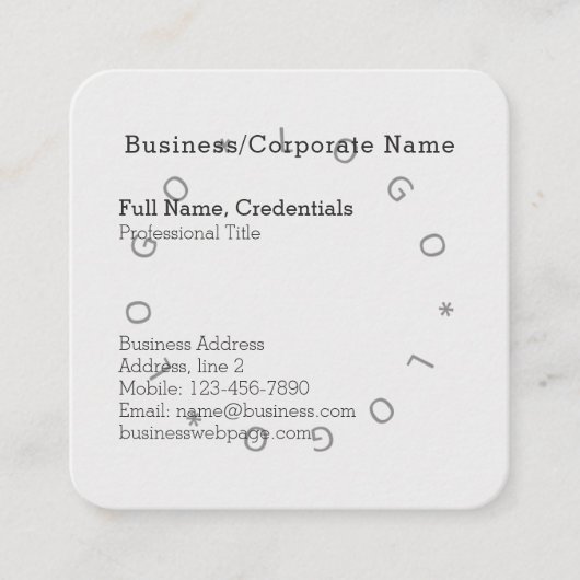 Elegant Business Company Logo Formal Lichtgrijs Vierkante Visitekaartje (Voorkant)