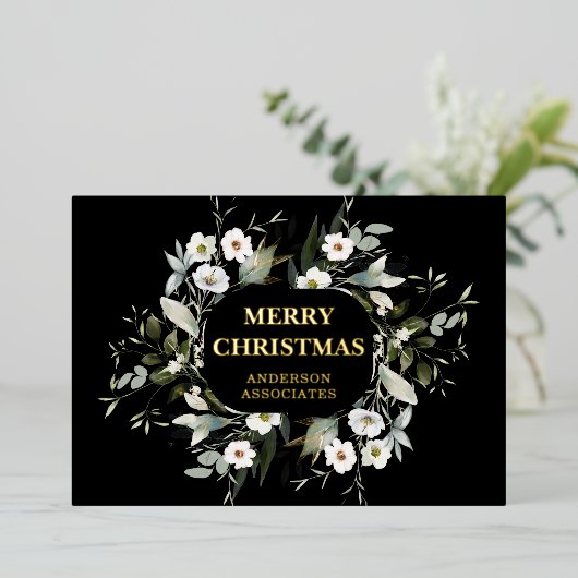 Elegant Business Company Logo Luxury Real Gold Folie Feestdagenkaart (Staand Voorkant)