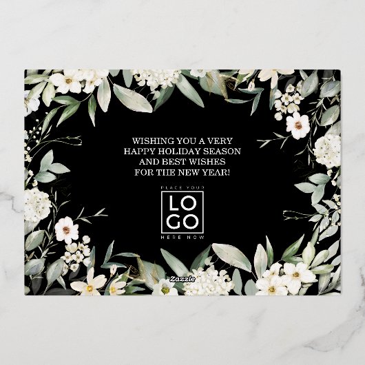 Elegant Business Company Logo Luxury Real Gold Folie Feestdagenkaart (Achterkant)