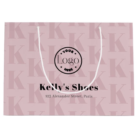 Elegant Business Custom Logo | Monogram Winkelen Groot Cadeauzakje (Voorkant)