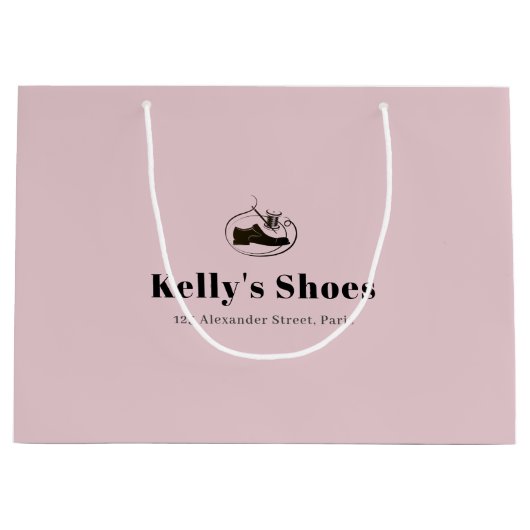 Elegant Business Custom Logo Winkelroze Groot Cadeauzakje (Voorkant)