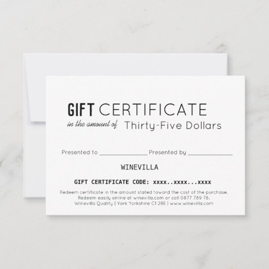 Elegant Business Customer Custom Cadeaubon (Voorkant)