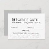 Elegant Business Customer Custom Cadeaubon (Voorkant / Achterkant)