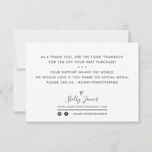 ELEGANT BUSINESS DANK U bestelling invoegen konink Bedankkaart (Achterkant)