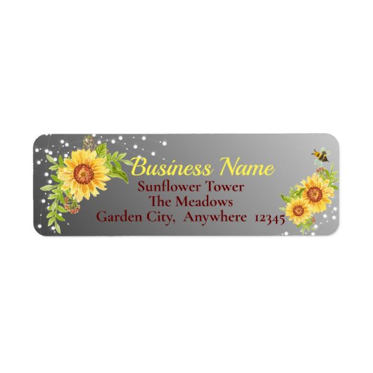 Elegant Business Floral Sunflower Adres Etiket (Voorkant)