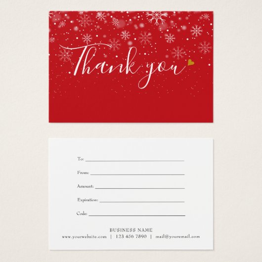 Elegant Business Gift Certificate Script Bedankt Visitekaartje (Voorkant /achterkant)