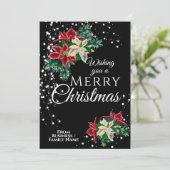 Elegant Business Kerstmis Poinsettia Floral Feestdagenkaart (Staand voorkant)