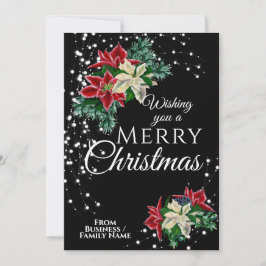 Elegant Business Kerstmis Poinsettia Floral Feestdagenkaart