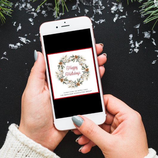 Elegant Business Krans Waterverf Kerst Feestdagenkaart