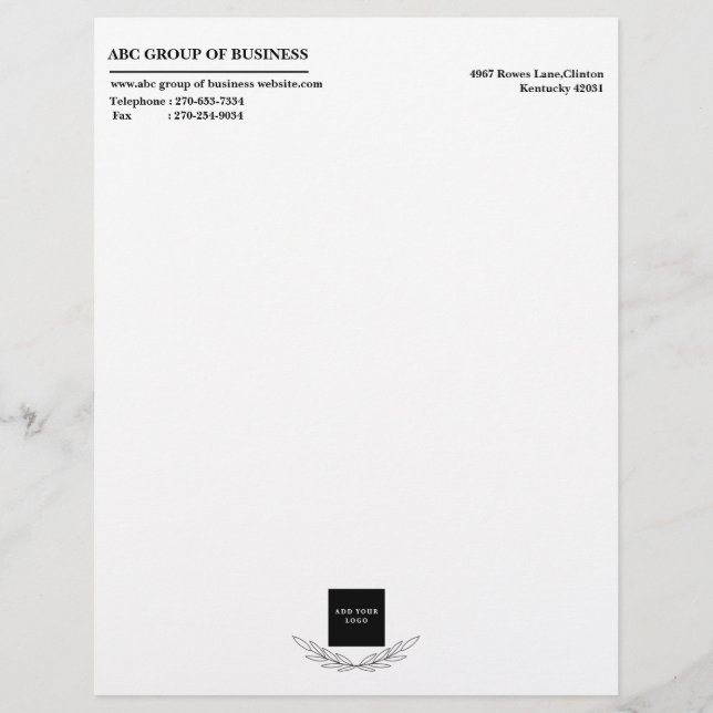 Elegant Business Logo Blank Briefhoofd (Voorkant)