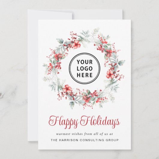 Elegant Business Logo Corporate Christmas Feestdagenkaart (Voorkant)