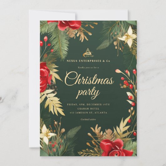 Elegant Business Logo Corporate Kerstfeest Kaart (Voorkant)