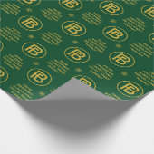 Elegant Business Logo Holiday Green en Gold Cadeaupapier (Hoek)