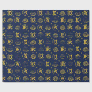 Elegant Business Logo Holiday Navy blauw en goud Cadeaupapier