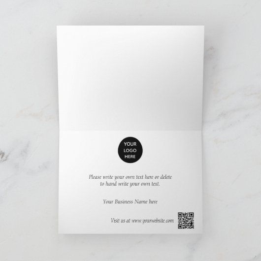 Elegant Business Logo QR Code Krans Kerstmis Bedankkaart (Binnen)