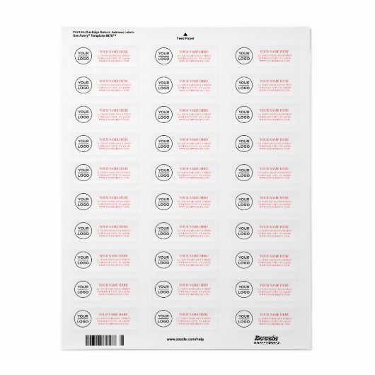 Elegant Business Logo Return Address Etiket (Full Sheet)