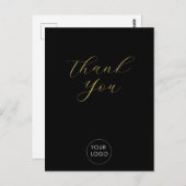 Elegant Business Logo Script Bedankt Zwart Briefkaart (Voorkant / Achterkant)