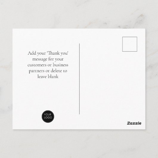 Elegant Business Logo Script Bedankt Zwart Briefkaart (Achterkant)