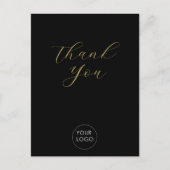 Elegant Business Logo Script Bedankt Zwart Briefkaart (Voorkant)