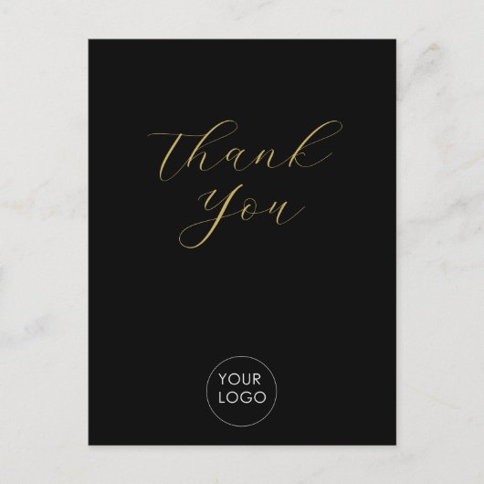 Elegant Business Logo Script Bedankt Zwart Briefkaart (Voorkant)