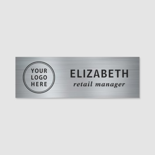 Elegant Business Logo Silver Naamplaatje (Voorkant)