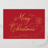 Elegant Business Logo Vrolijk Kerstrood Folie Feestdagenkaart (Voorkant)