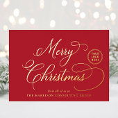Elegant Business Logo Vrolijk Kerstrood Folie Feestdagenkaart
