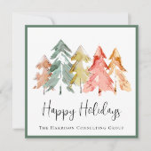 Elegant Business Logo Waterverf Kerst Feestdagenkaart (Voorkant)