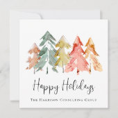 Elegant Business Logo Waterverf Kerst Feestdagenkaart (Voorkant)