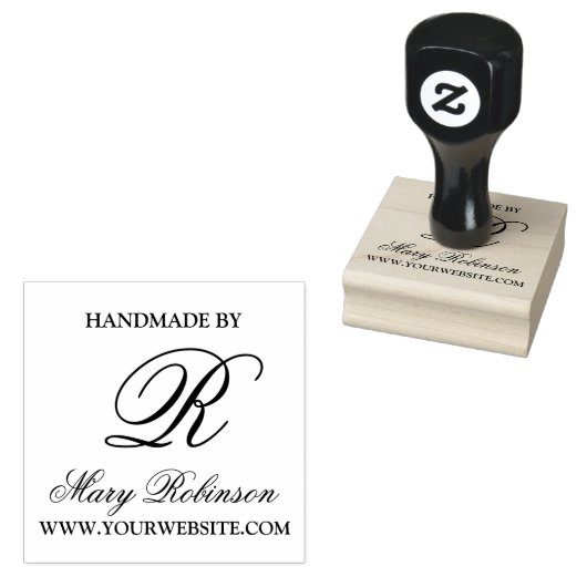 Elegant Business Monogram "Handgemaakt door" Rubberstempel (Gestempeld)